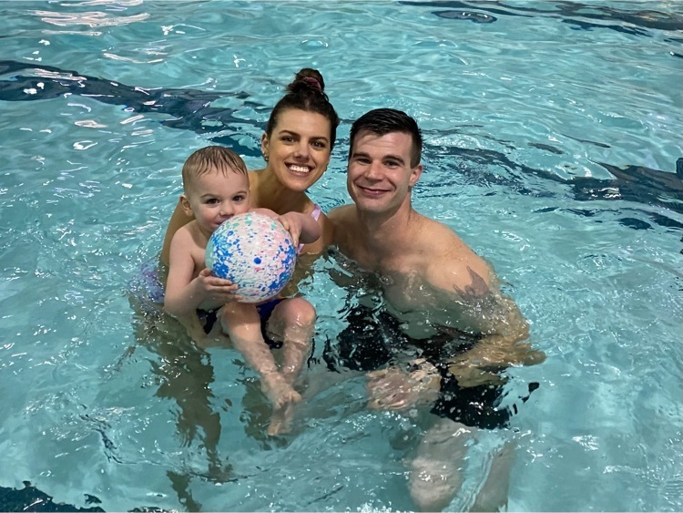 mom, dad, and so. swimming