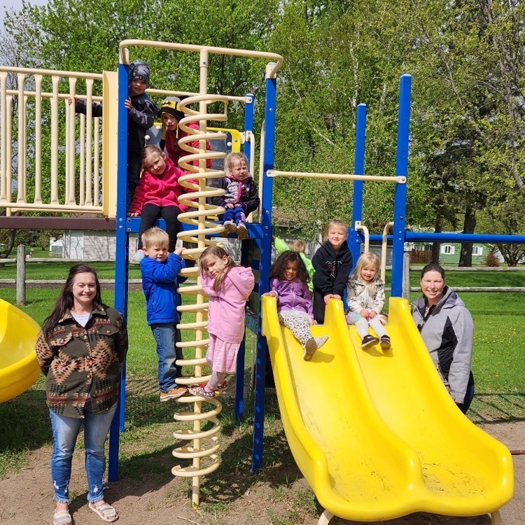preschool class at the playground  